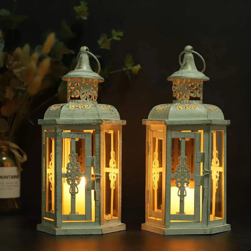 10 inch High Vintage Style Hanging Lantern（Set of 2 ）