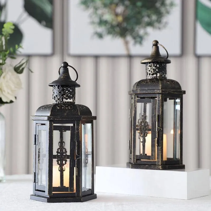 10 inch High Vintage Style Hanging Lantern（Set of 2 ）