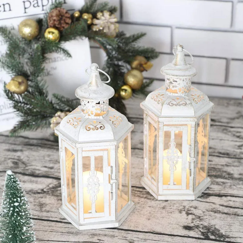 10 inch High Vintage Style Hanging Lantern（Set of 2 ）