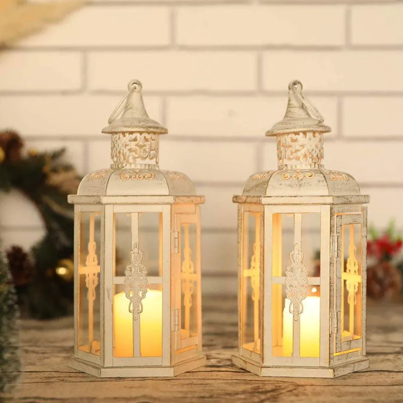 10 inch High Vintage Style Hanging Lantern（Set of 2 ）