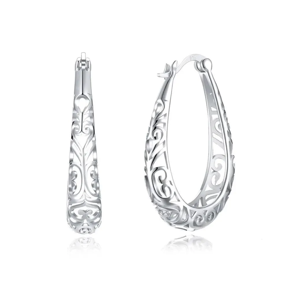 925 Sterling Silver Vintage Hoop Earrings