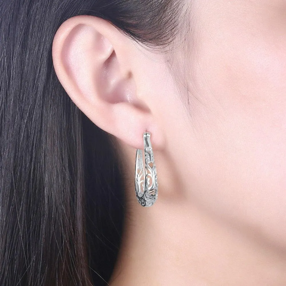 925 Sterling Silver Vintage Hoop Earrings