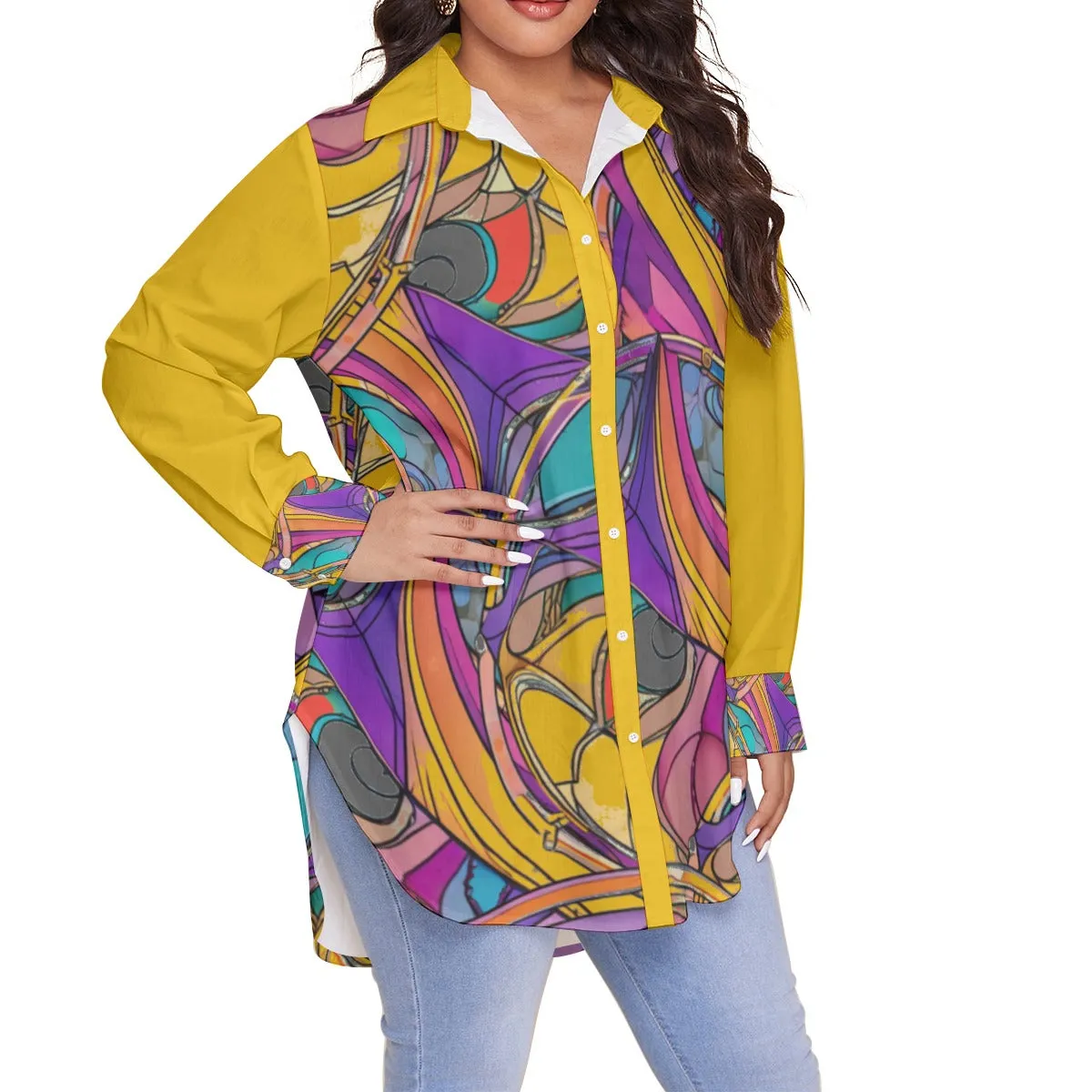 Abstract Urbania Women's Voluptuous ( ) Plus Size Shirt With Long Sleeve