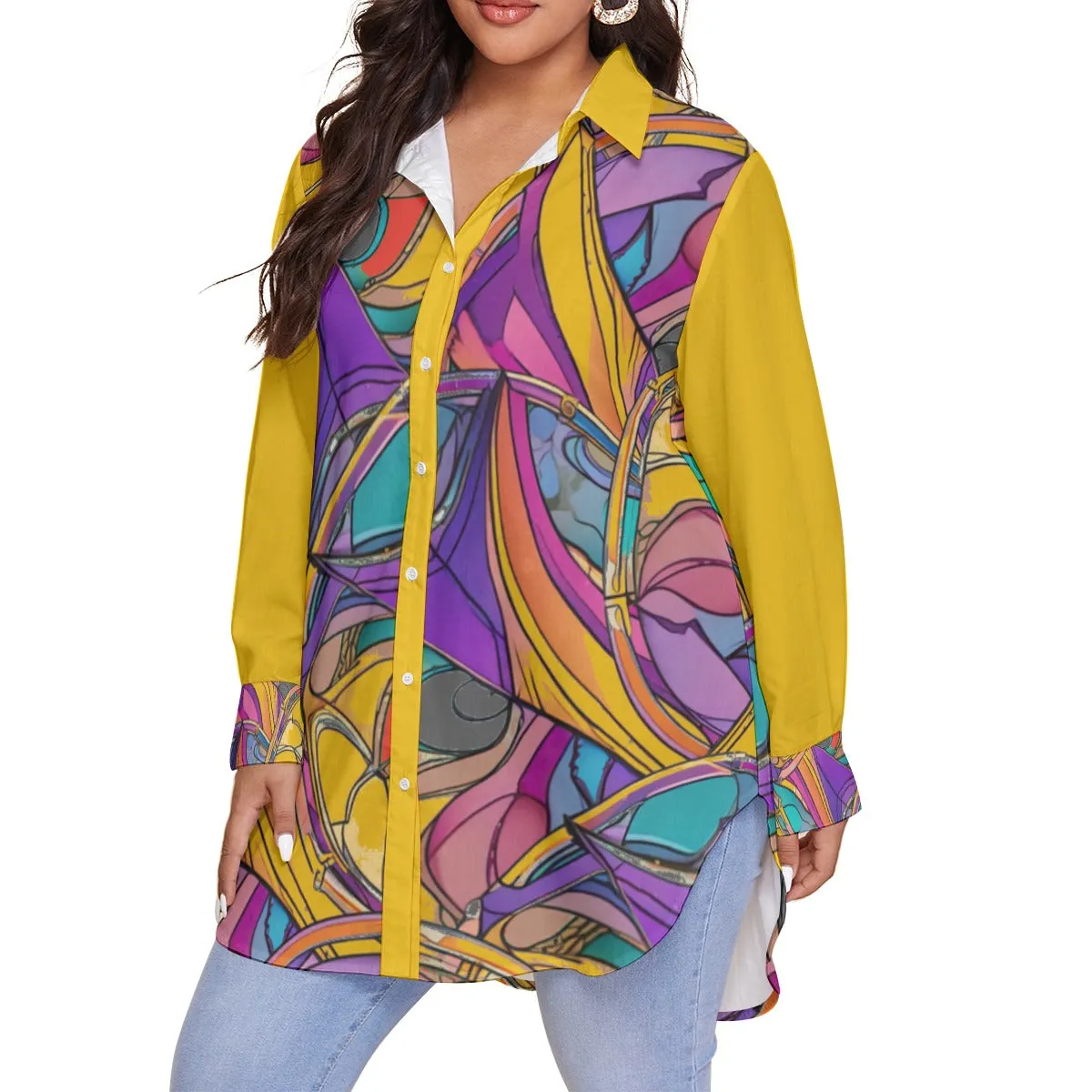 Abstract Urbania Women's Voluptuous ( ) Plus Size Shirt With Long Sleeve