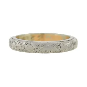 B. BROS Edwardian 18kt Carved Floral Mixed Metals Band