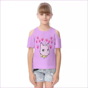 Bec & Friends Uni-Kitten Kids Cold Shoulder T-shirt With Ruffle Sleeves