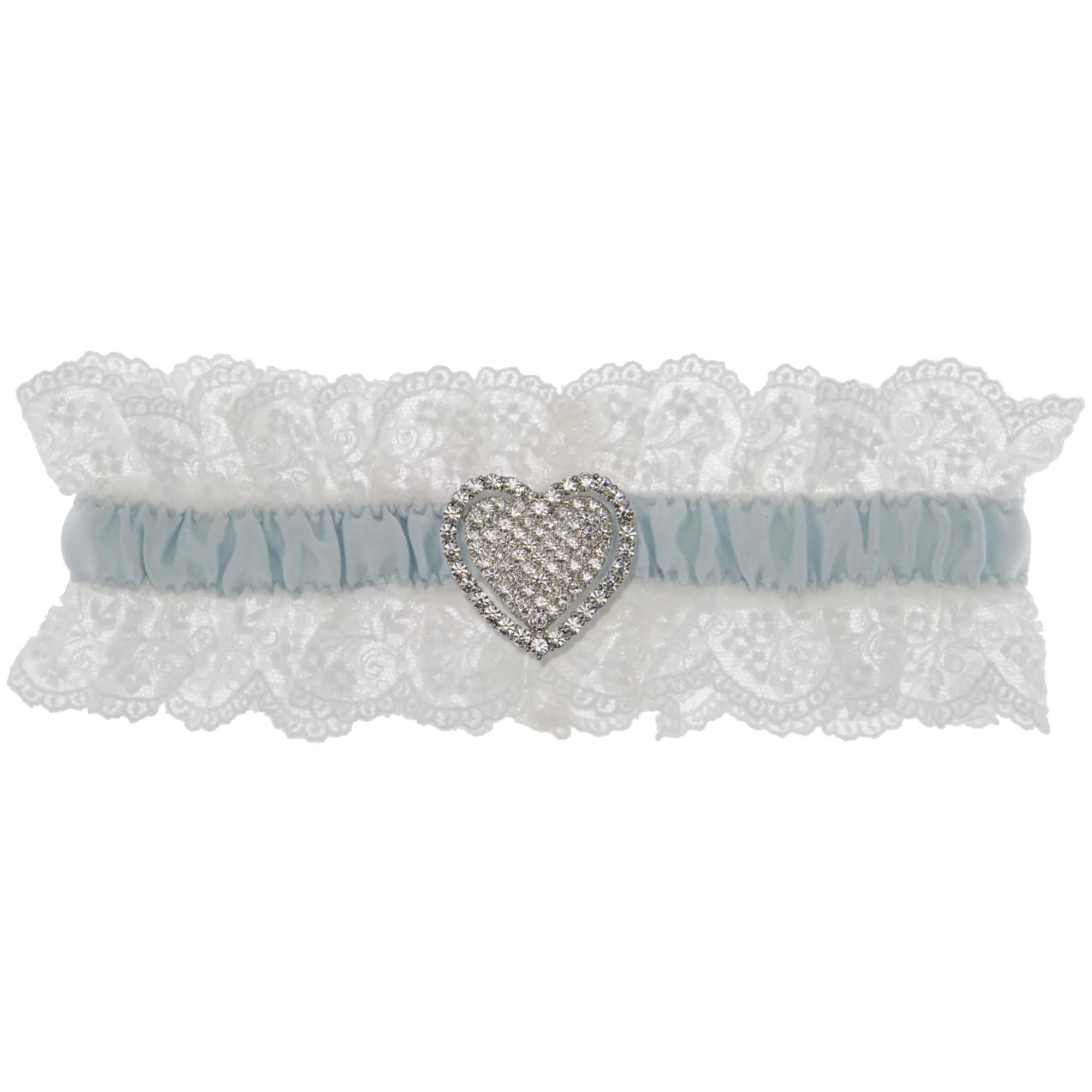 Blue Belle Wedding Garter - White