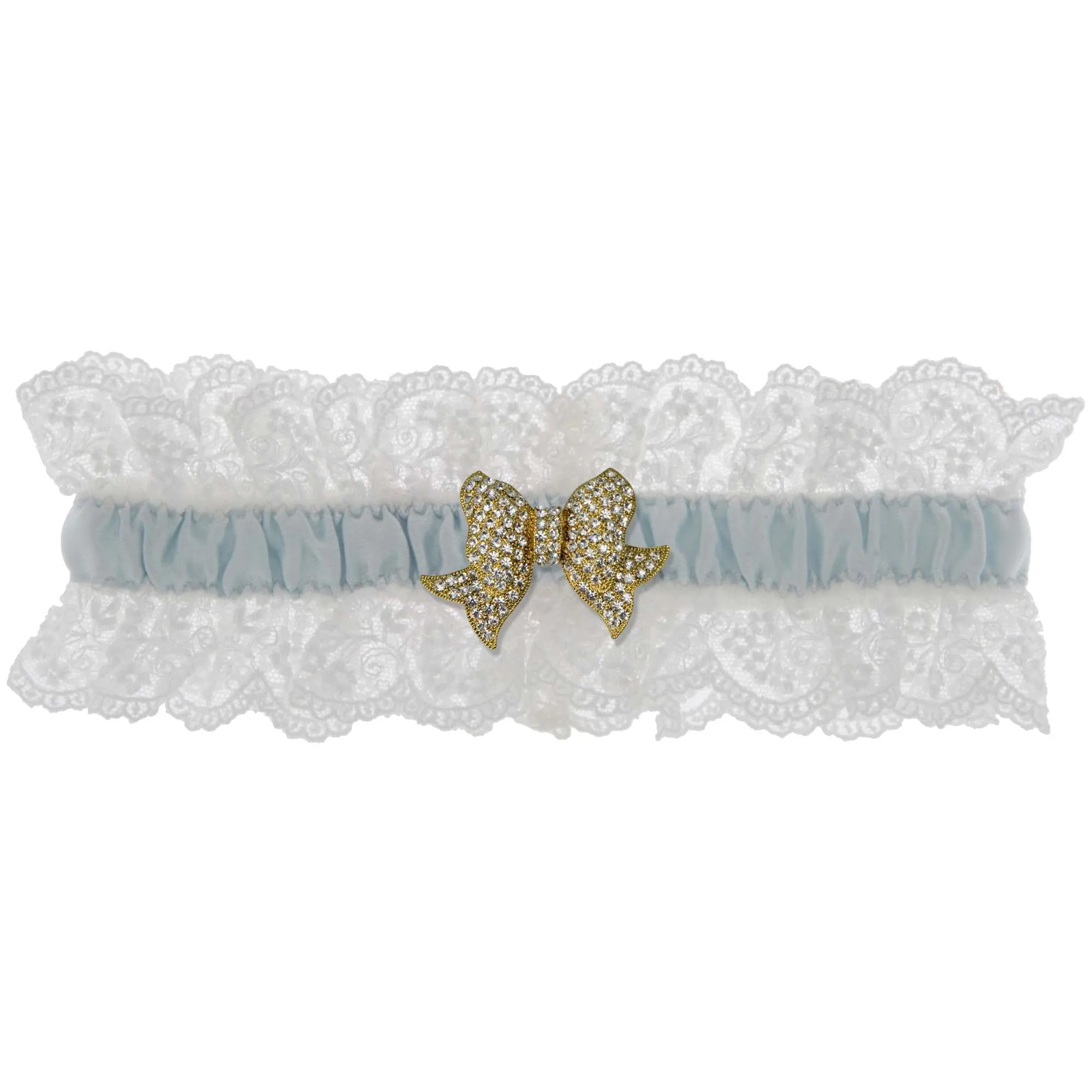 Blue Belle Wedding Garter - White