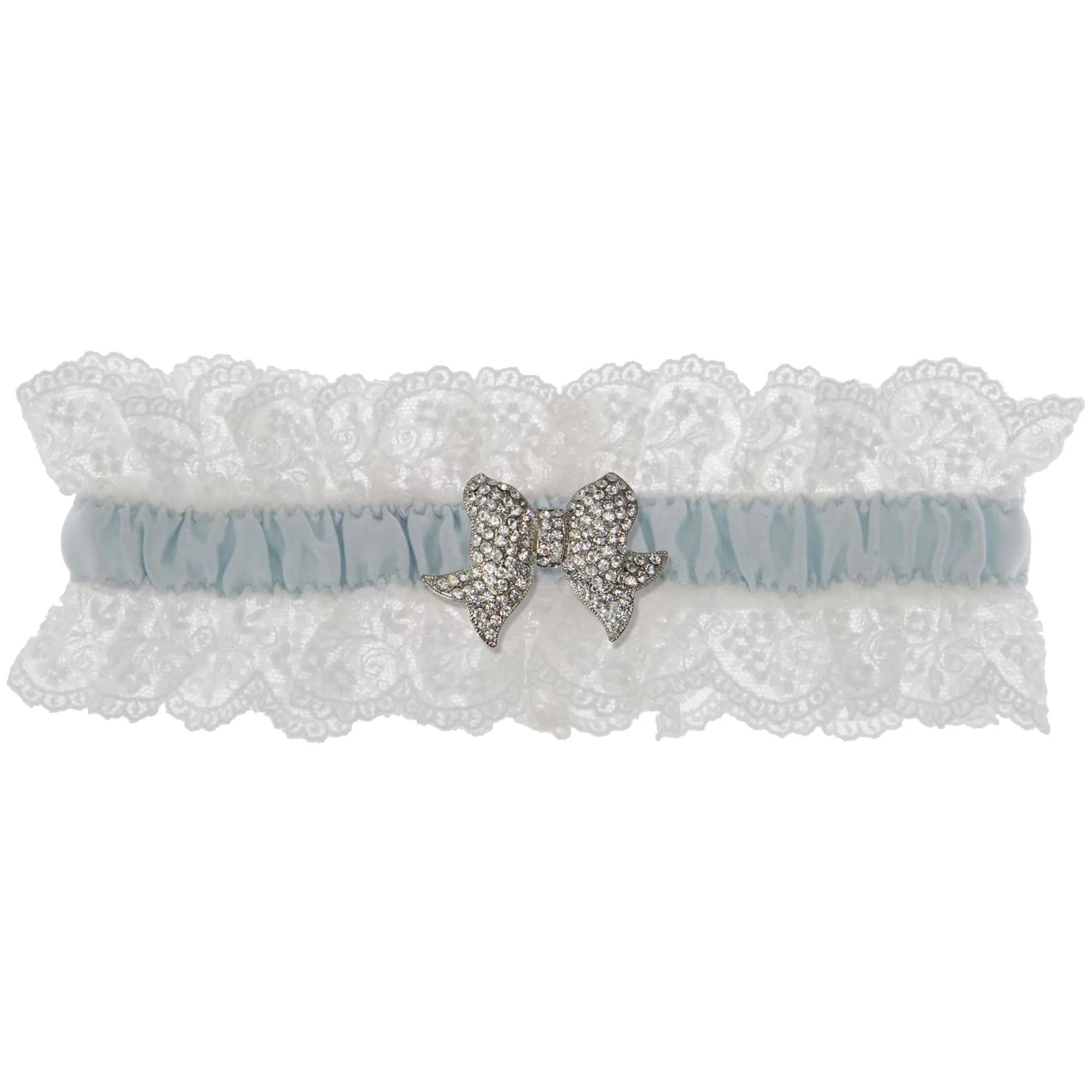 Blue Belle Wedding Garter - White