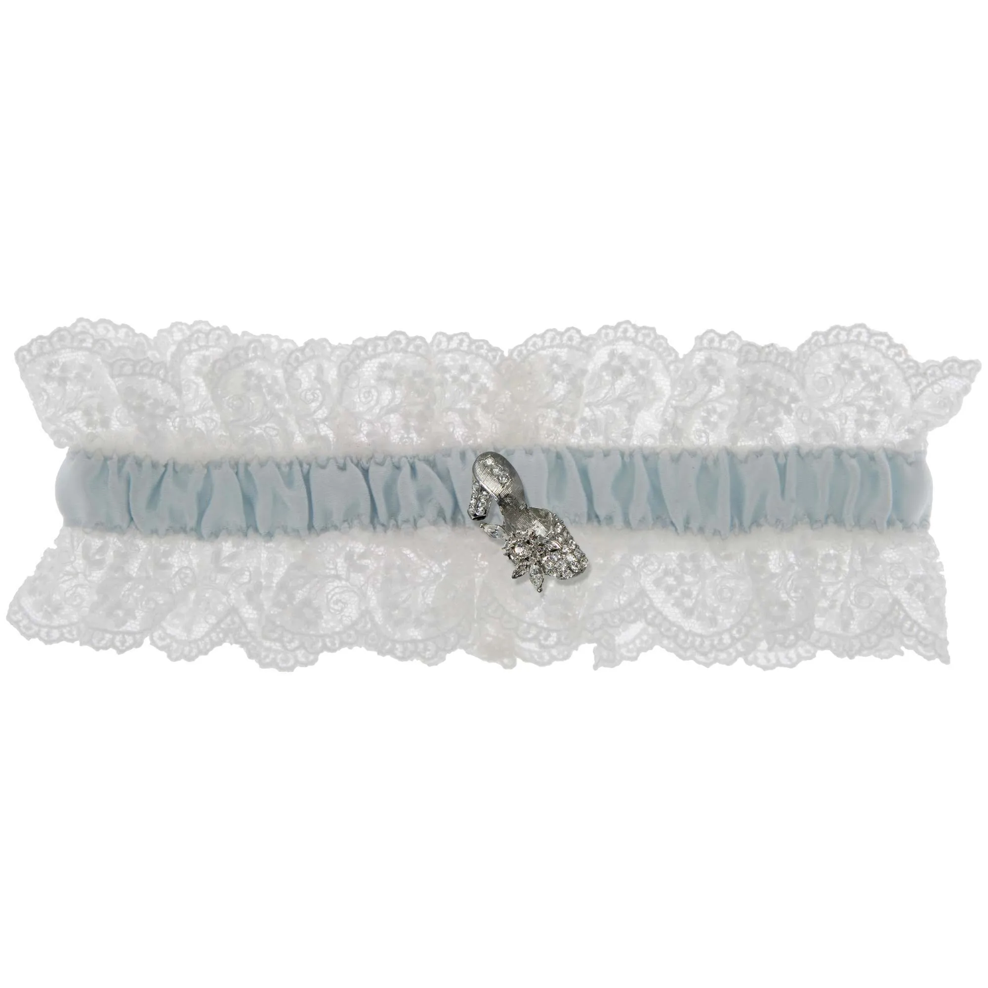 Blue Belle Wedding Garter - White