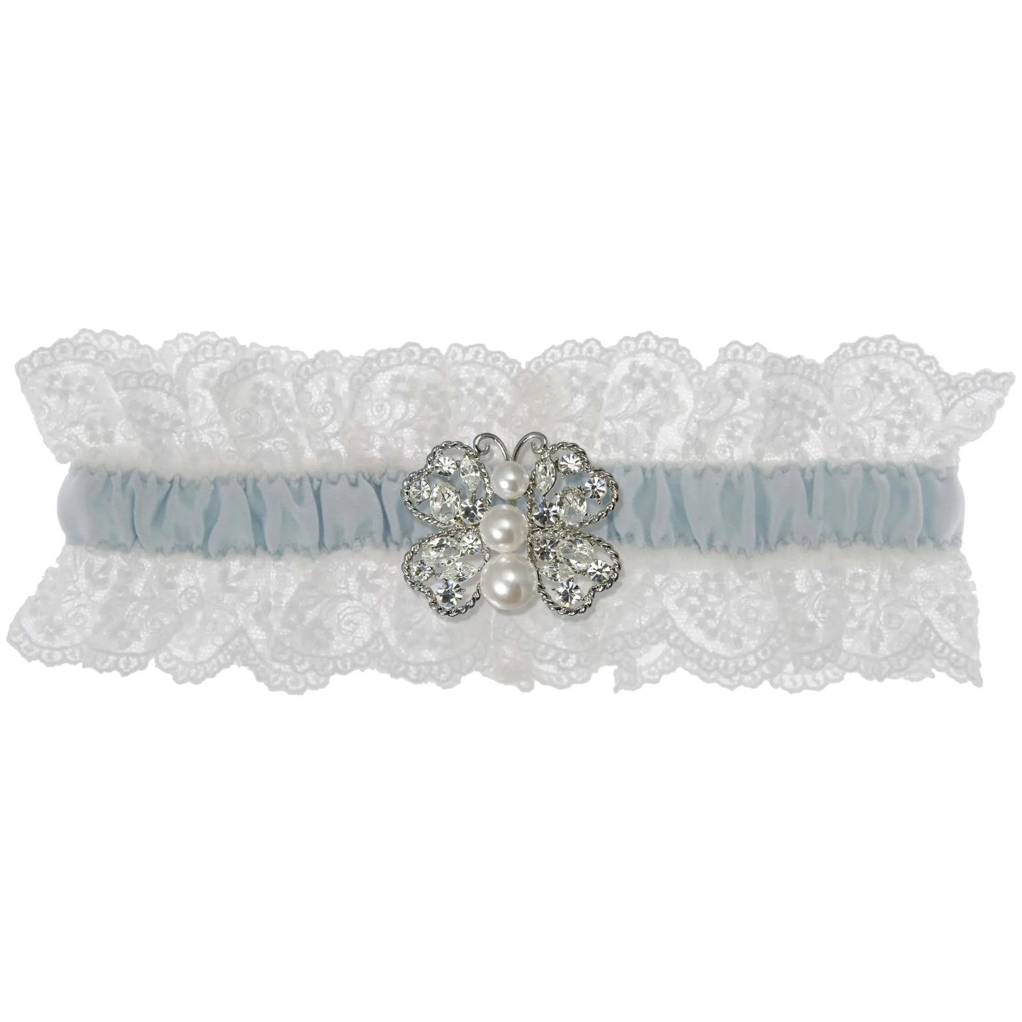 Blue Belle Wedding Garter - White