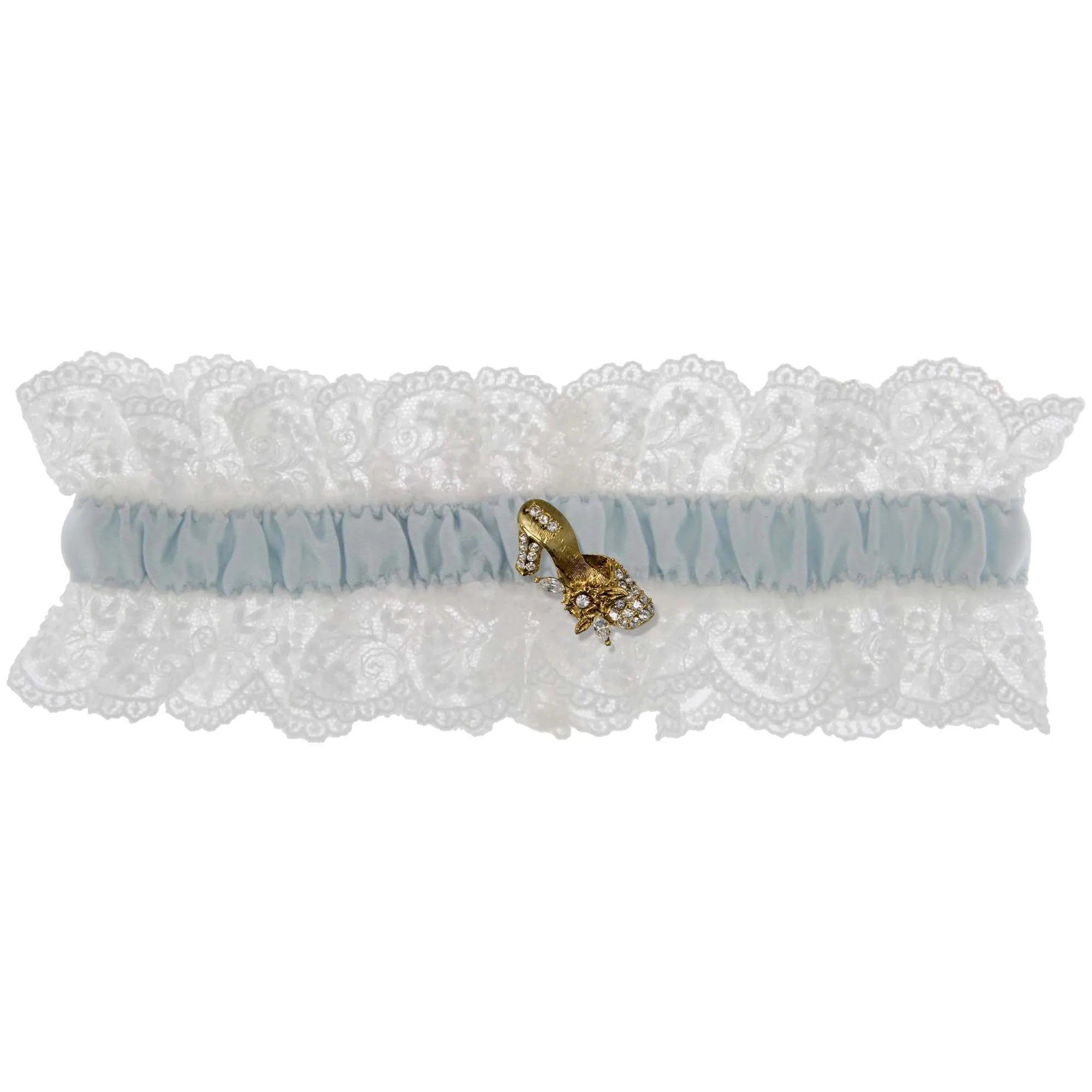 Blue Belle Wedding Garter - White