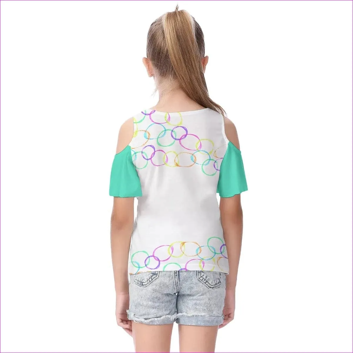 Bubbles Kids Cold Shoulder T-shirt With Ruffle Sleeves