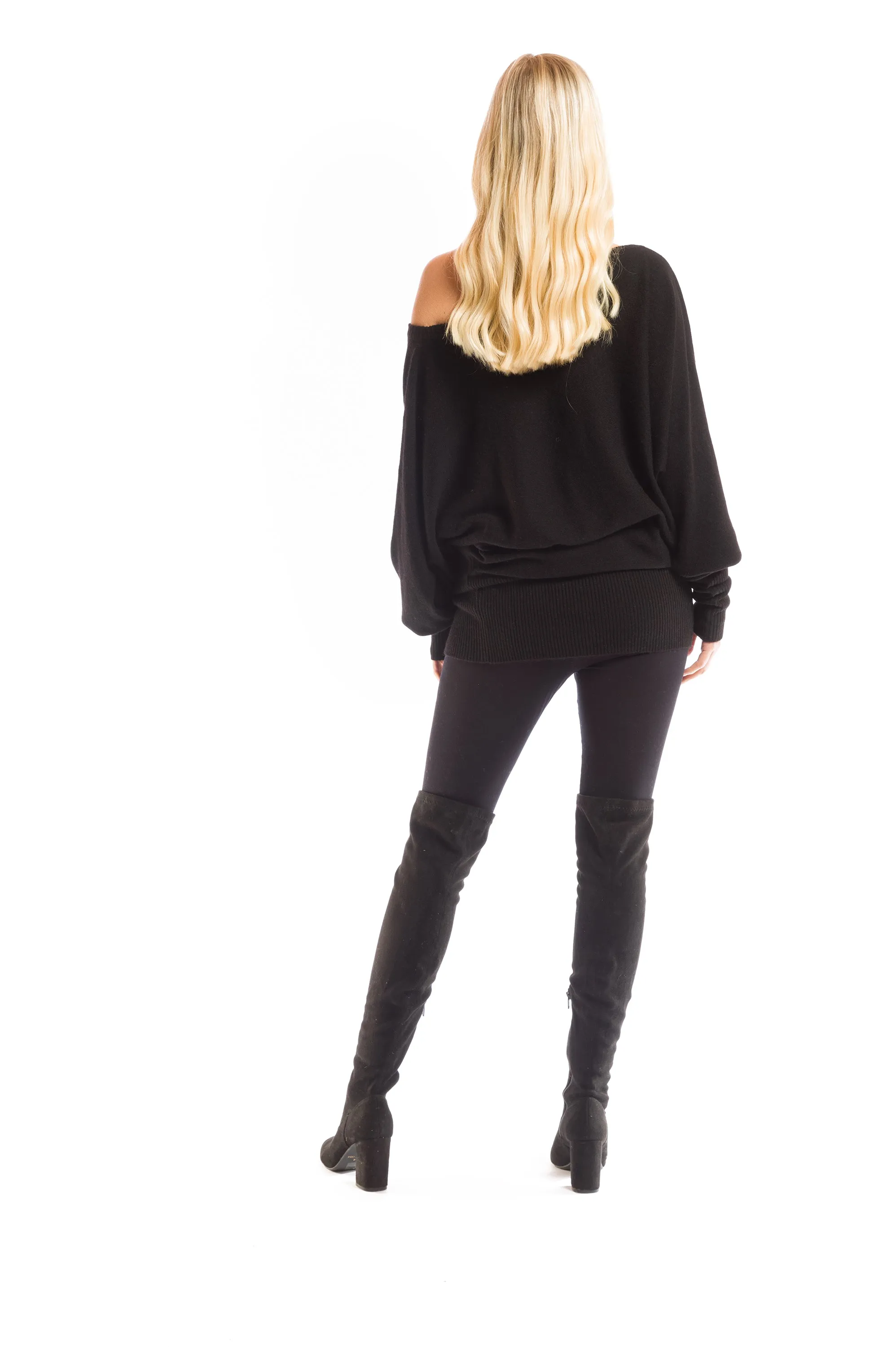 CASHMERE RAGLAN JUMPER BLACK