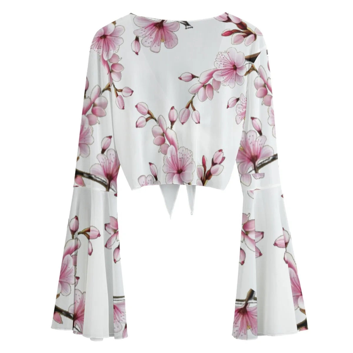 Cherry Blossom Women's Tie Front Cropped Blouse