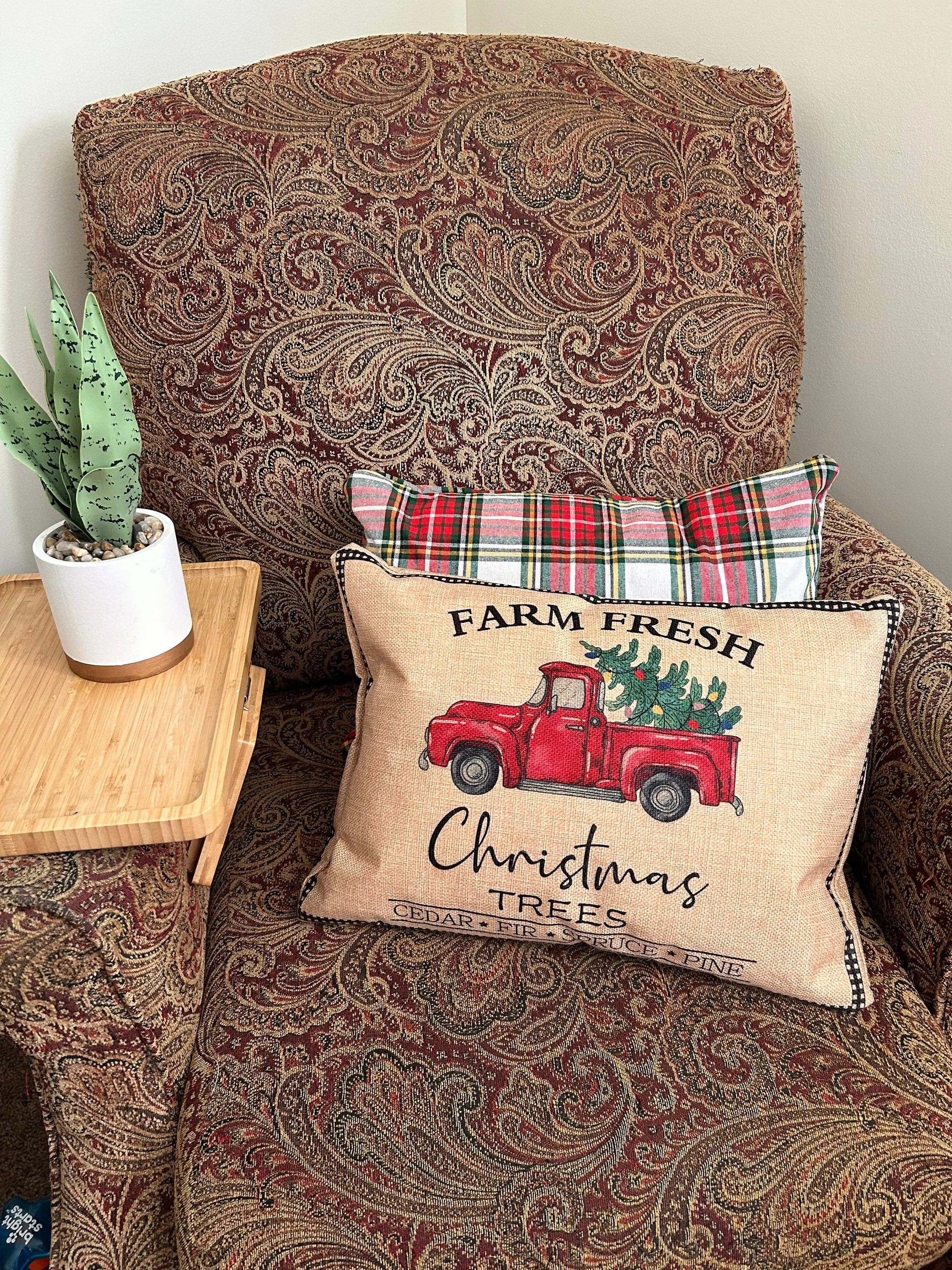 Christmas tree red truck pillow cover 20x20