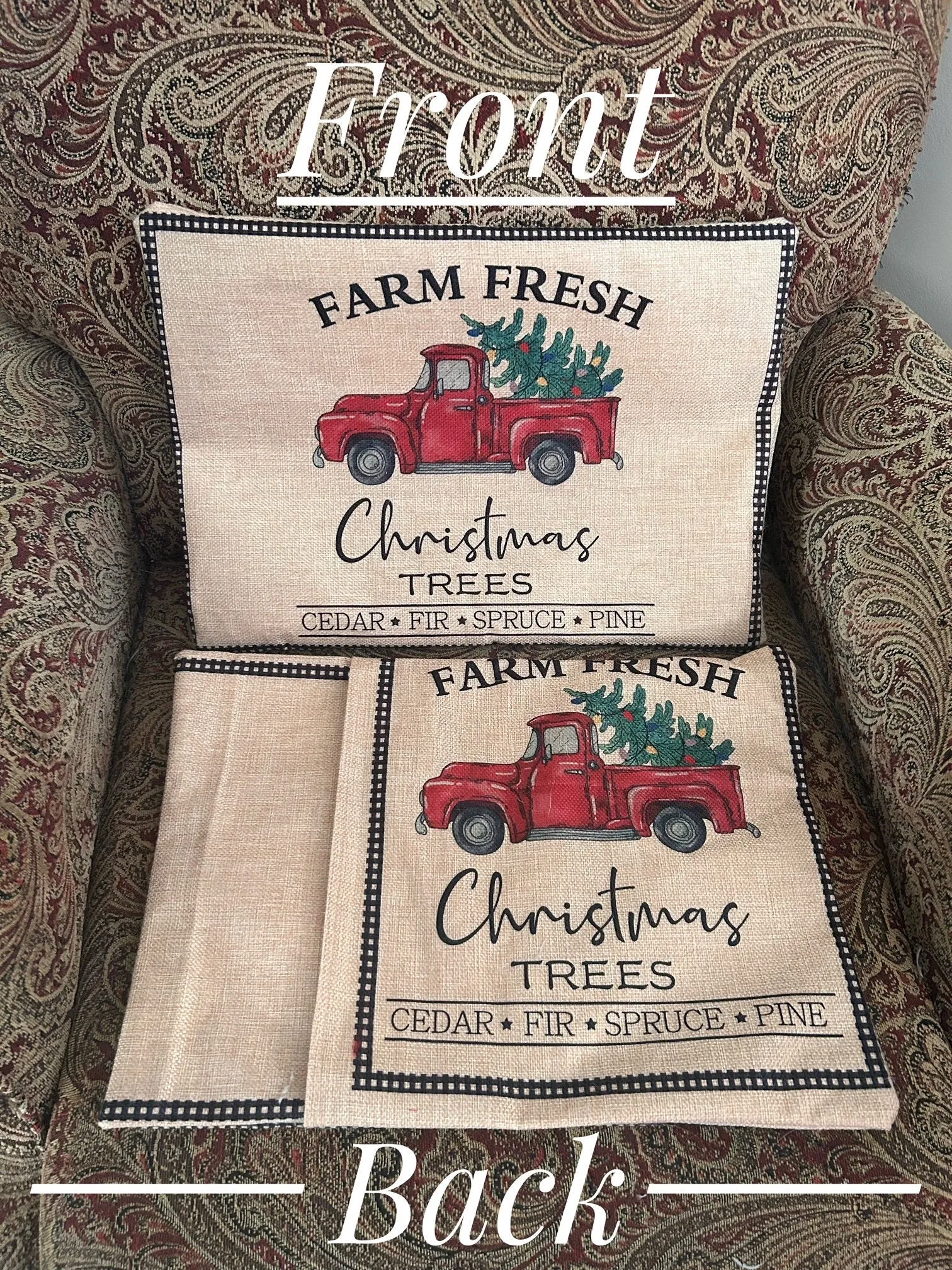 Christmas tree red truck pillow cover 20x20