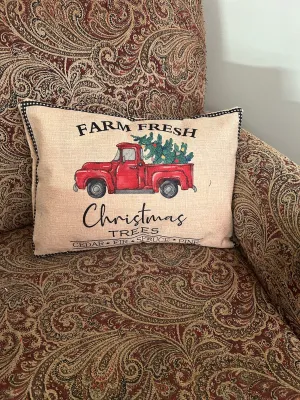 Christmas tree red truck pillow cover 20x20