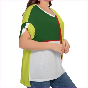 Color Block Astute Womens Drop-shoulder T-shirt With Sleeve Loops Voluptuous ( ) Plus Size