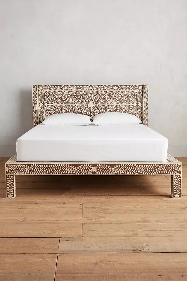 Cozy Bone Inlay Bed Brown