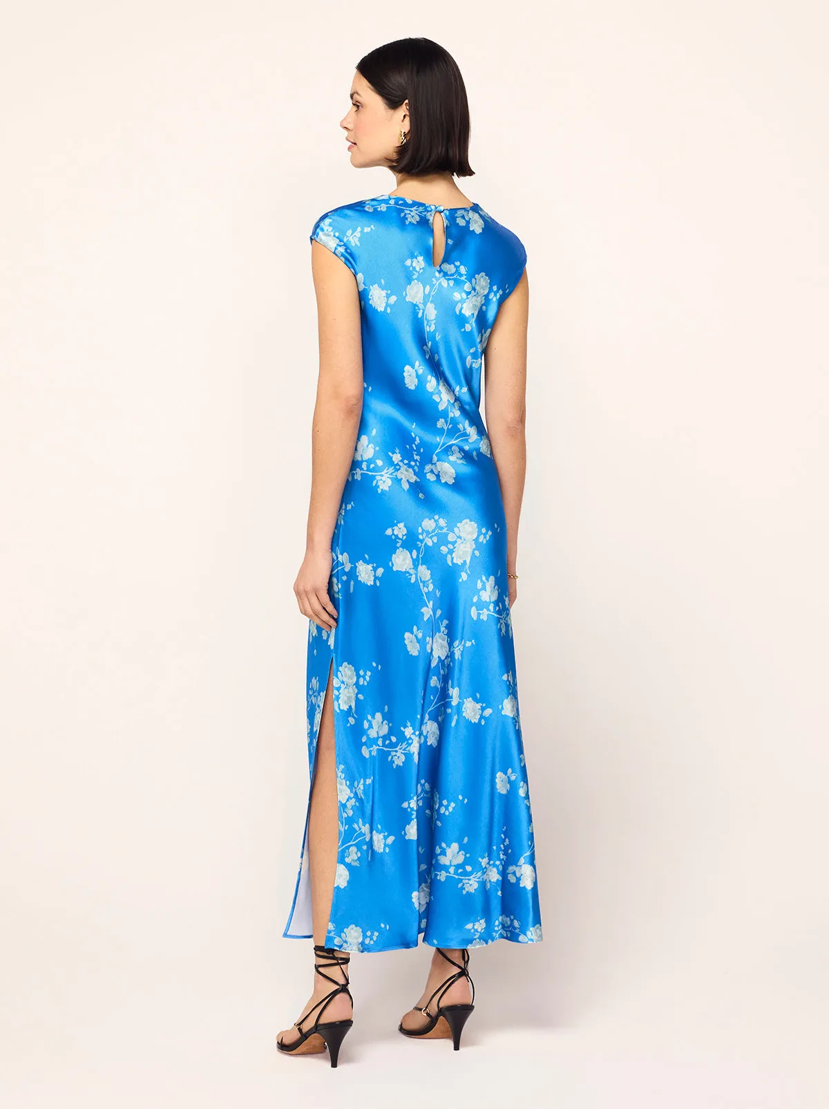 Daniella Blue Trailing Floral Print Dress