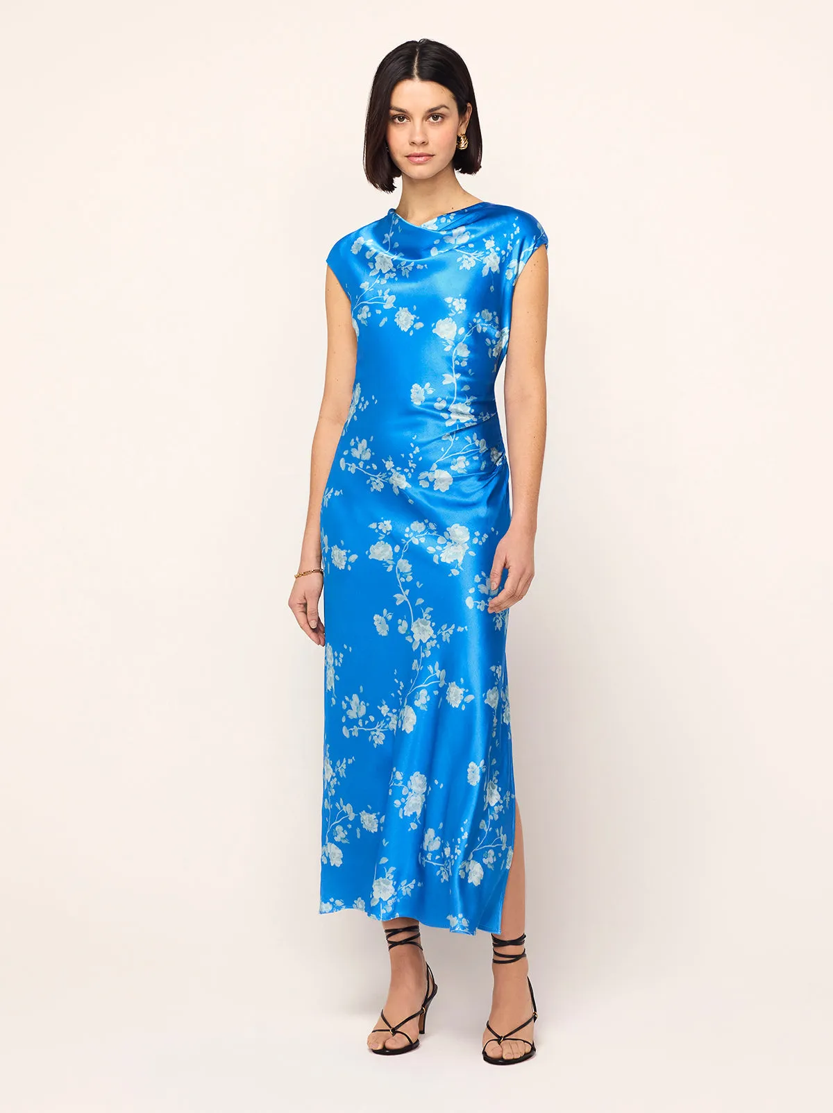 Daniella Blue Trailing Floral Print Dress