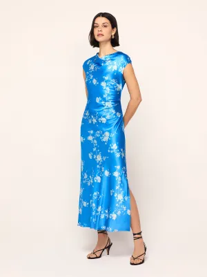 Daniella Blue Trailing Floral Print Dress