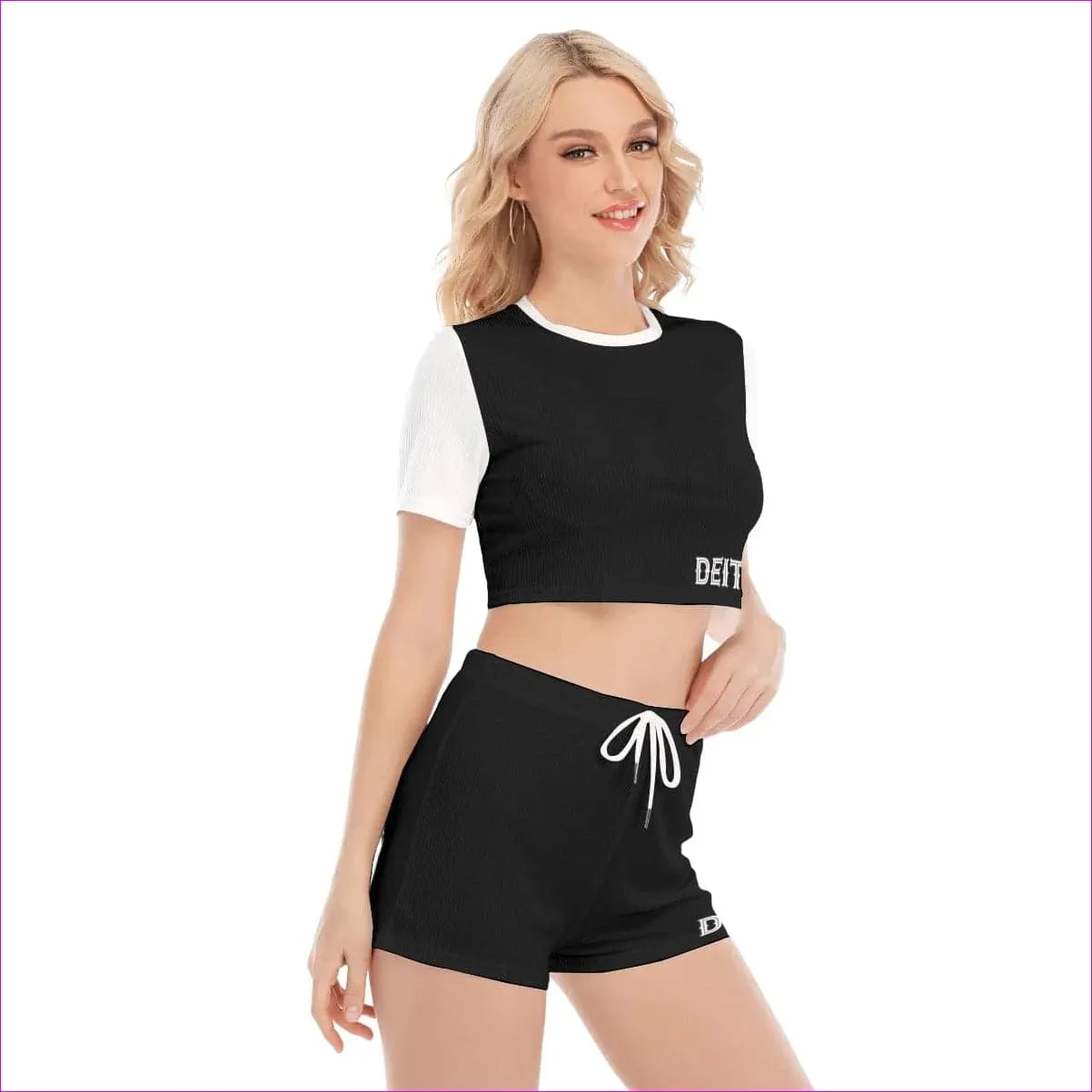 Deity Womens O-neck T-shirt Short Set