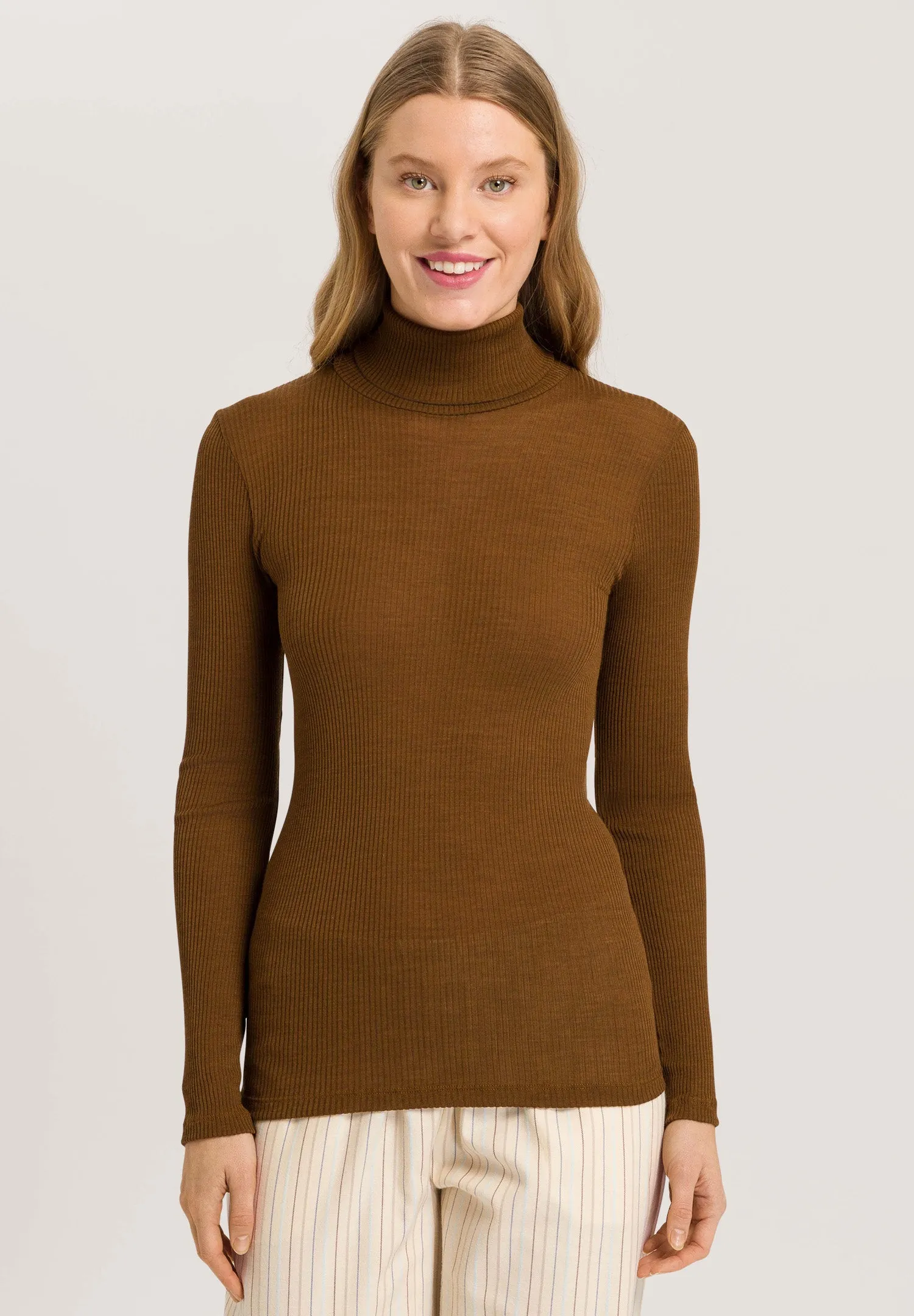 Ellis Ribbed Wool And Silk Turtleneck | Gingerbread 70967-1789