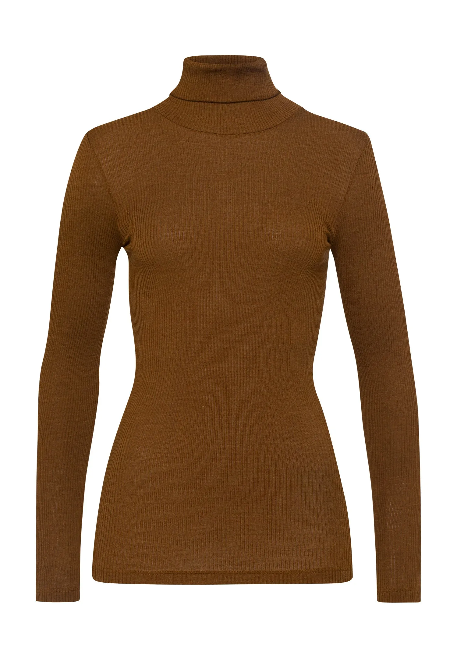 Ellis Ribbed Wool And Silk Turtleneck | Gingerbread 70967-1789