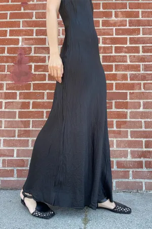 Floor-Length Bias Ankle Slip in Black