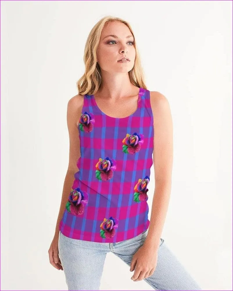 Floral Reign Plaid Womens Tank