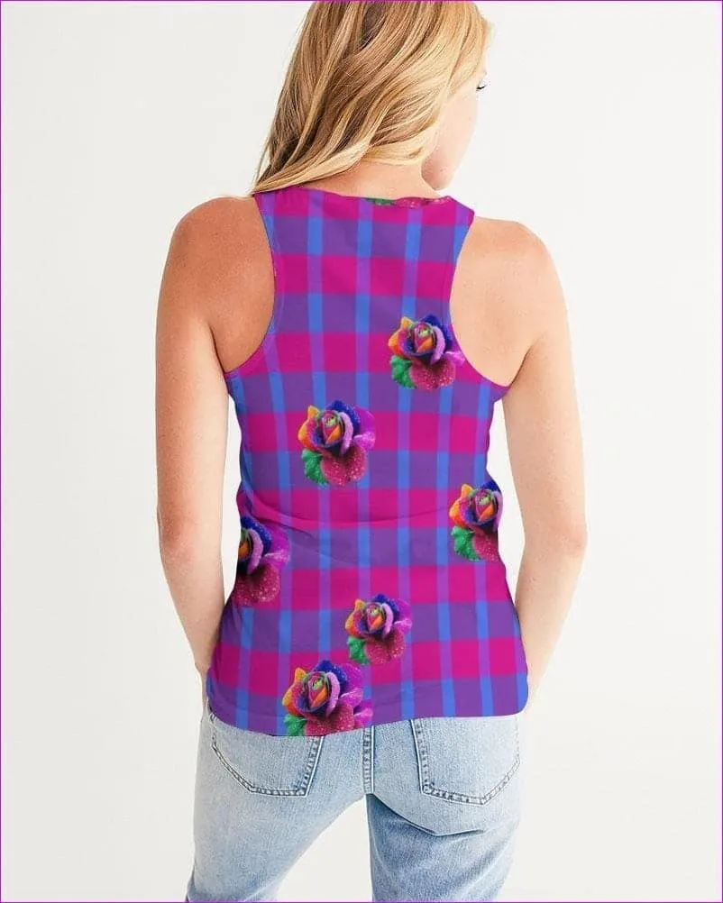 Floral Reign Plaid Womens Tank