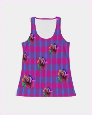 Floral Reign Plaid Womens Tank