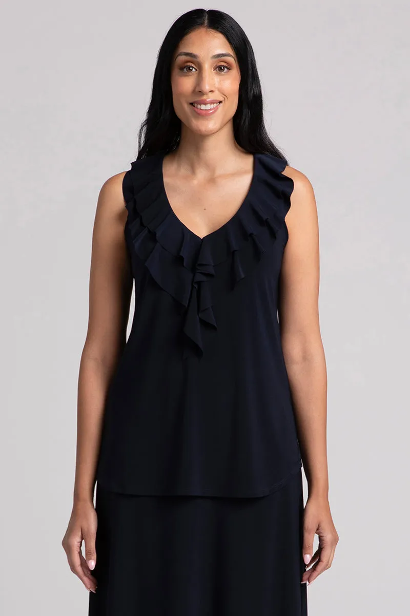 Flutter Sleeveless Top | Navy