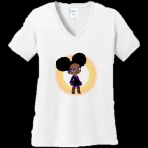 Fro-Puff Women's & Teen's V-Neck Tee - Ships from The US