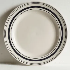 Large Dinner Plate Black Linen Stripe - Classical Stoneware