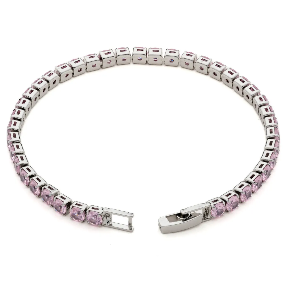 Light Pink Round Zirconia Tennis Bracelet