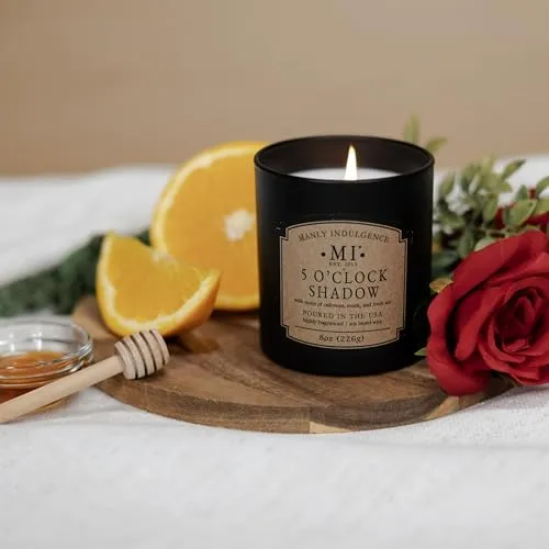 Manly Indulgence Scented Jar Candles for Men | 5 O'Clock Shadow – Oakmoss & Musk | Strong, Masculine Fragrance | Classic  Collection with Elegant Gift Box | Forged in America | New in 2024