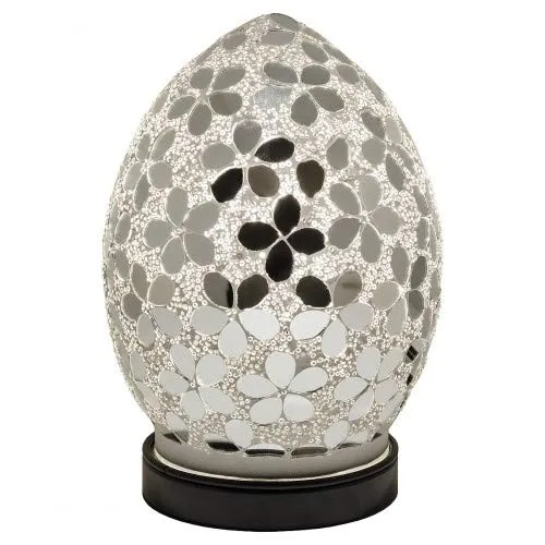 Mini Mosaic Glass Egg Lamp - Mirrored Flower