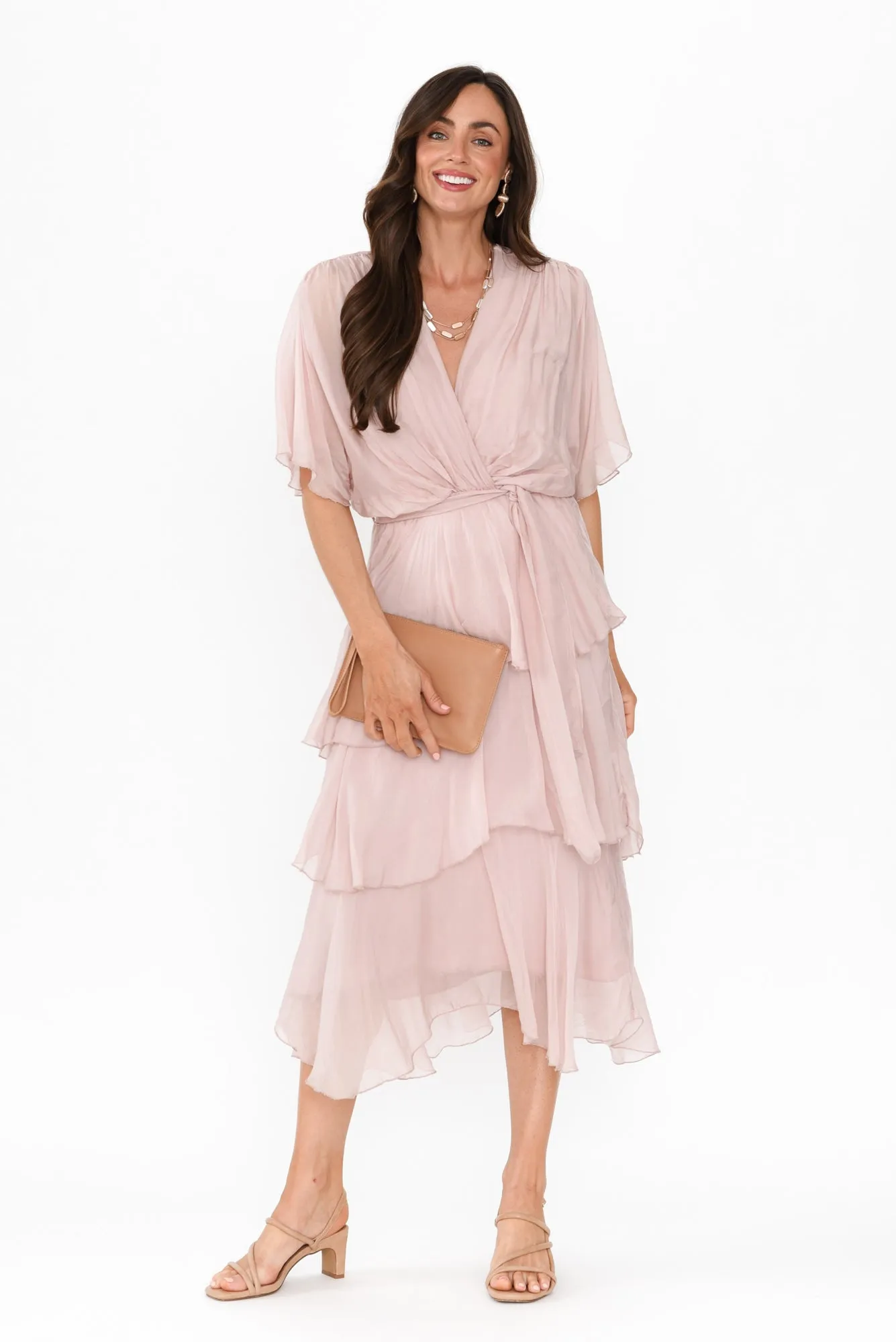 Natalie Blush Silk Layer Dress