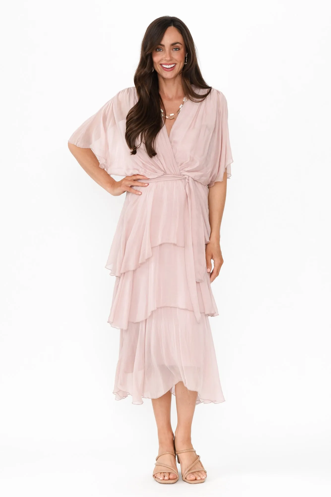 Natalie Blush Silk Layer Dress