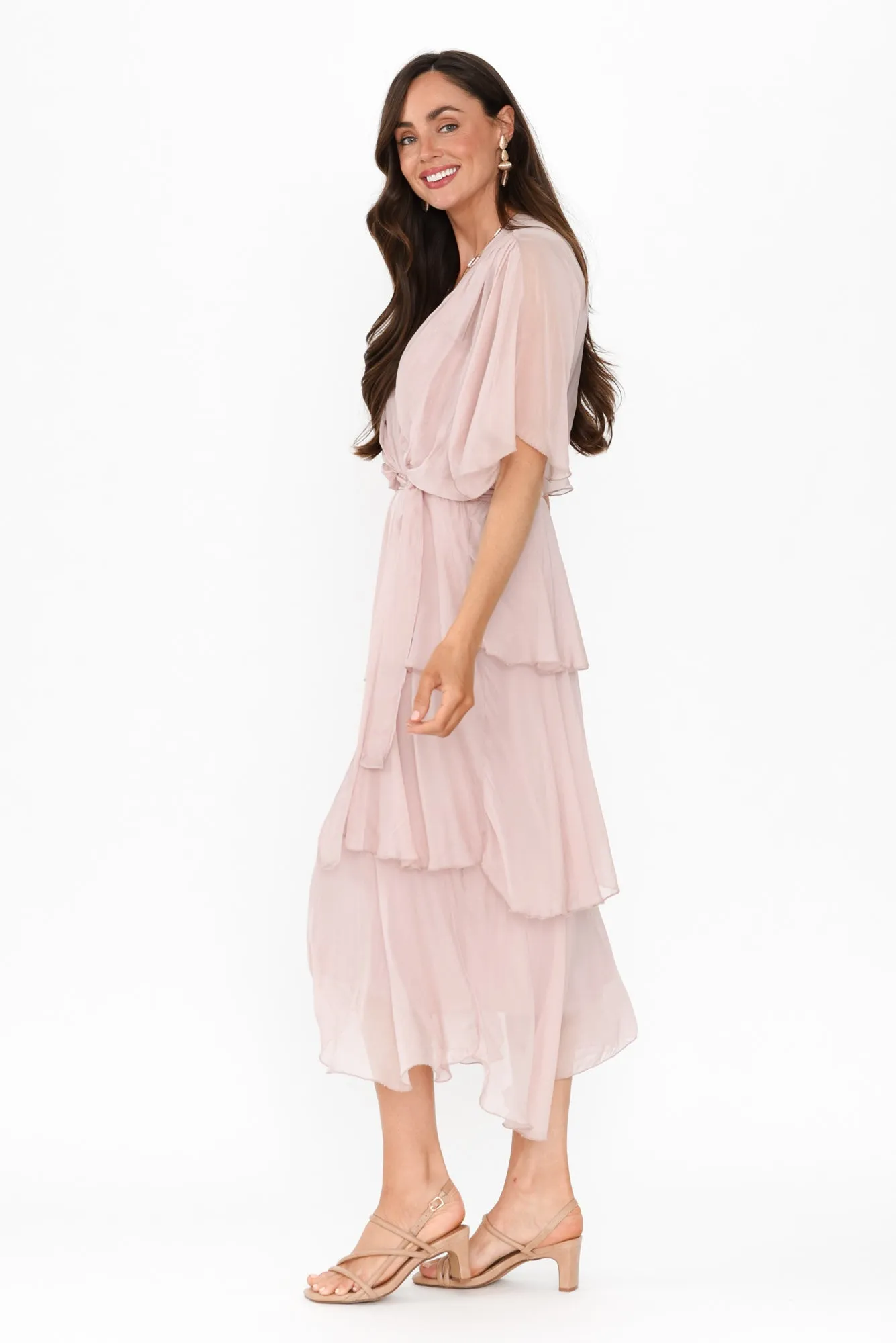 Natalie Blush Silk Layer Dress