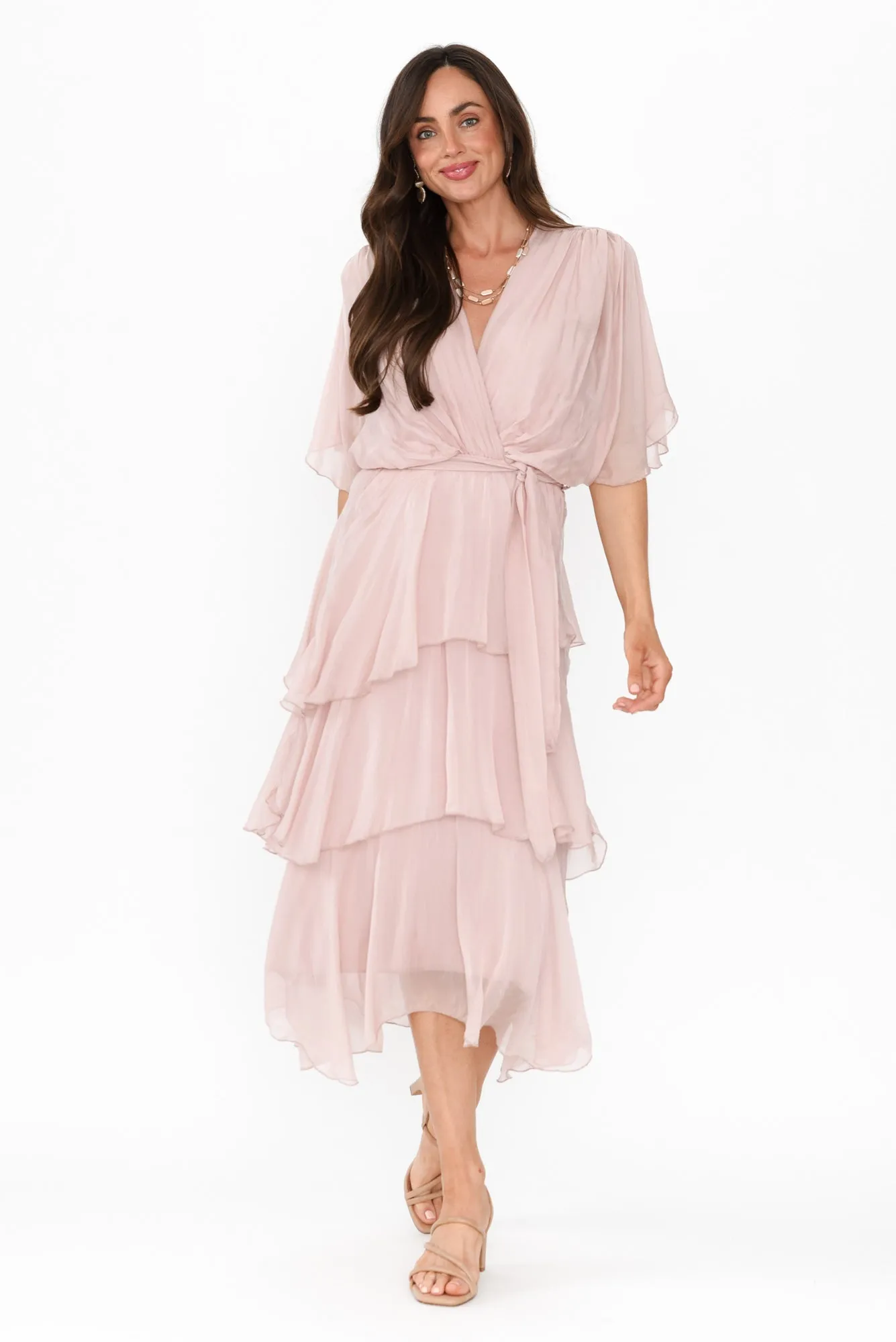 Natalie Blush Silk Layer Dress