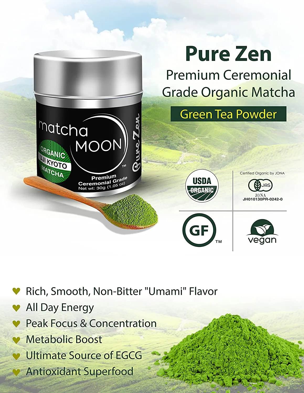 Organic Premium Ceremonial Grade Matcha Green Tea Powder