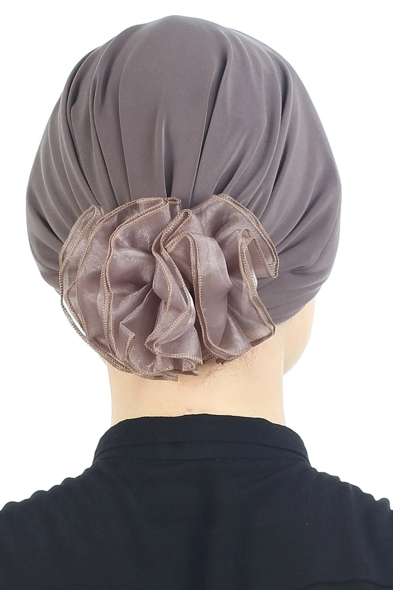 Padded and Folded Front Hat with Chiffon Flower