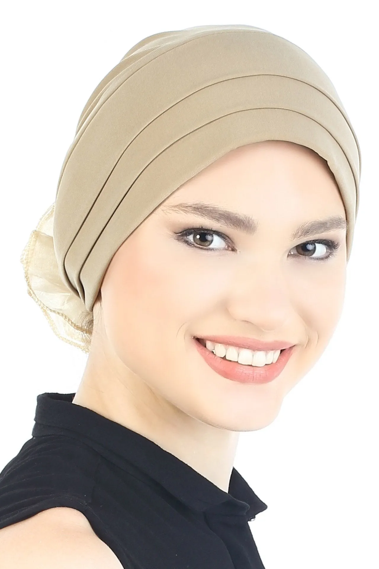 Padded and Folded Front Hat with Chiffon Flower