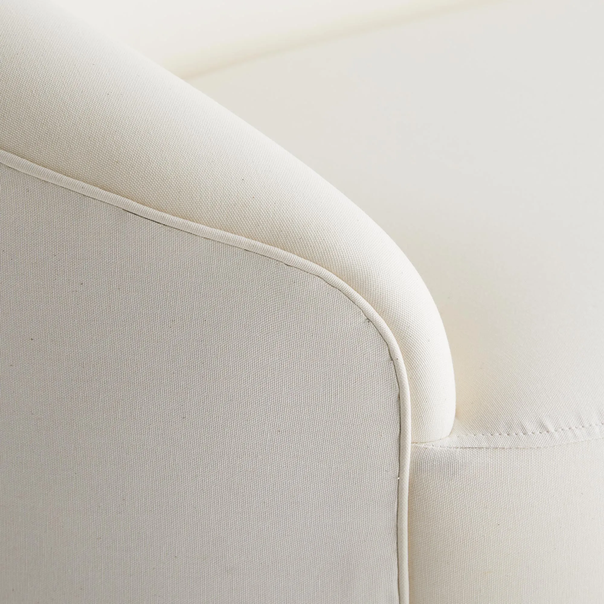 Petite Curved Sofa in Muslin