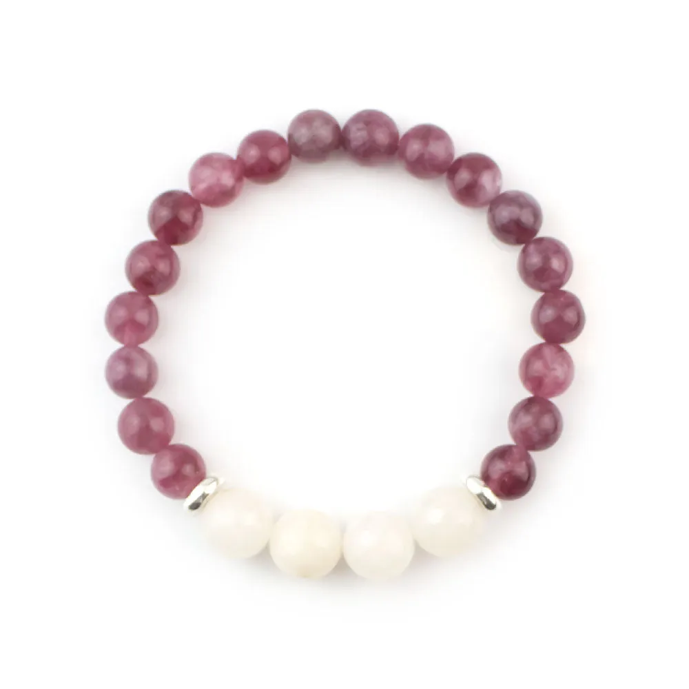 Pink Tourmaline and Rose Quartz Beaded Bracelet