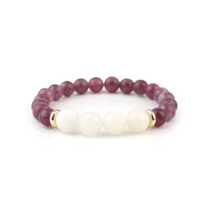 Pink Tourmaline and Rose Quartz Beaded Bracelet